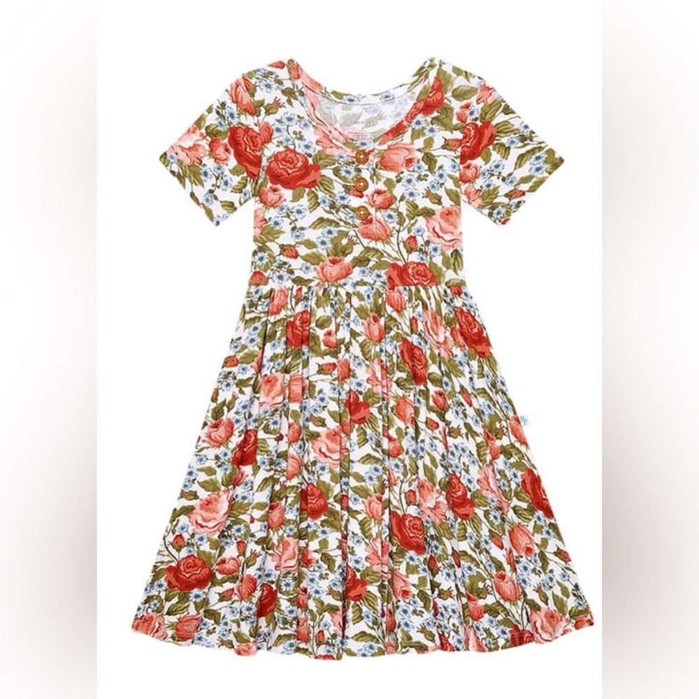 Posh Peanut  Alma Short Sleeve Henley Twirl Dress NWT